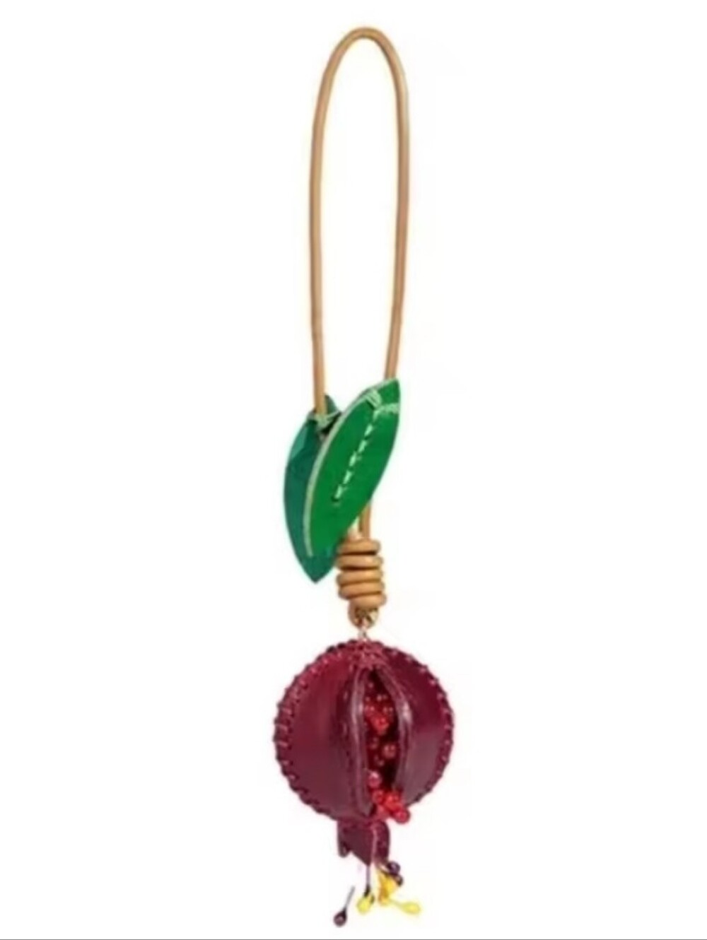 New! Beaded Pomegranate Bag Charm / Rearview Mirror Decor • #1001 NWOT